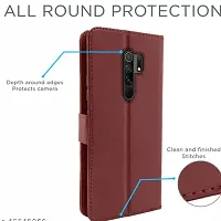 PPSMAX   Poco M2 / Redmi 9 Prime Flip Cover Case | Leather flip Back Covers Cases for Poco M2/Redmi 9 Prime (Brown)-thumb3