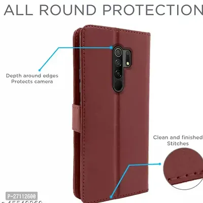 PPSMAX   Poco M2 / Redmi 9 Prime Flip Cover Case | Leather flip Back Covers Cases for Poco M2/Redmi 9 Prime (Brown)-thumb4