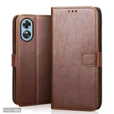 PPSMAX  Oppo A17 Flip Back Cover BROWN-thumb0