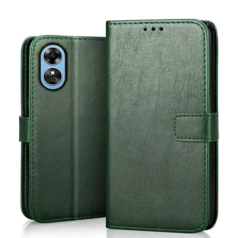 PPSMAX  Oppo A17 Flip Back Cover GREEN