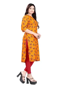 HIRLAX Fancy Kurtis for Women - Printed Straight Crepe Kurti, Long Kurtis for Women, Kurtis for Daily, Office, Routine Wear for Girls, Ethnic wear for Women, Yellow Colour-thumb2