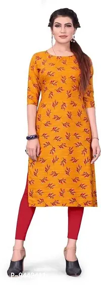 HIRLAX Kurtis for Women - Fancy Crepe Beautiful Printed Design Long Straight Combo of 3 Kurti for Girls, Perfect for Office, Casual, Festival Wear for Ladies(3 Combo)-thumb4