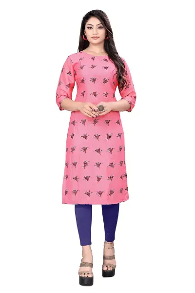 HIRLAX Kurtis for Women - Regular Crepe Straight Kurti, Long Kurti for Girls, Fancy Kurtis for Daily, Office, Regular Wear Classy Kurtas for Ladies, Summer Choice, Color