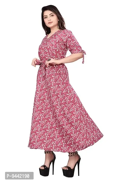 HIRLAX Gown for Women - Fancy Rayon Printed Long A - Line Anarkali Stitched Pink Gown for Girls, Suitable for Casual, Festival, Office Wear for Ladies-thumb4