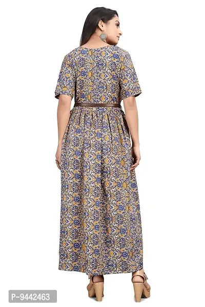 HIRLAX Kurtis for Women - Fancy Heavy Poly Crepe Printed Long A - Line Kurti with Belt for Girls, Perfect for Travelling, Shopping, Daily, Office, Holidays, Festival Wear for Ladies-thumb2