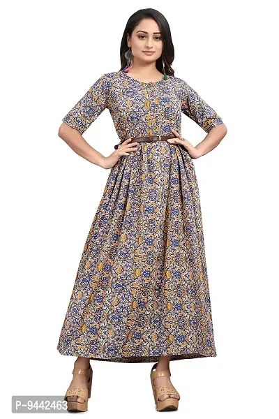 HIRLAX Kurtis for Women - Fancy Heavy Poly Crepe Printed Long A - Line Kurti with Belt for Girls, Perfect for Travelling, Shopping, Daily, Office, Holidays, Festival Wear for Ladies-thumb5