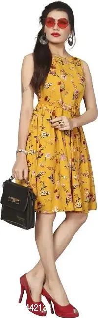 LAXMI Textile Women's Knee-Length Fit And Flare Dress (LAXTE-77-M_Multicolor2_M)-thumb0