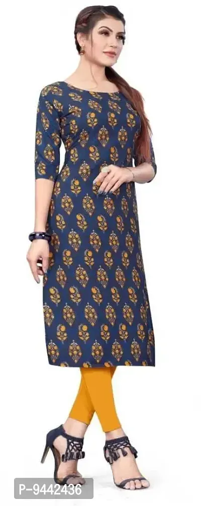 HIRLAX Kurtis for Women - Fancy Crepe Beautiful Printed Design Long Straight Combo of 3 Kurti for Girls, Perfect for Office, Casual, Festival Wear for Ladies(3 Combo)-thumb5