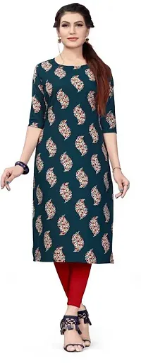 HIRLAX Kurtis for Women - Fancy Crepe Beautiful Printed Design Long Straight Combo of 3 Kurti for Girls, Perfect for Office, Casual, Festival Wear for Ladies(3 Combo)-thumb1