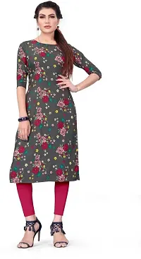 HIRLAX Kurtis for Women - Fancy Crepe Beautiful Printed Design Long Straight Combo of 3 Kurti for Girls, Perfect for Office, Casual, Festival Wear for Ladies(3 Combo)-thumb2