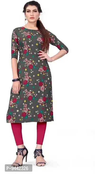 HIRLAX Kurtis for Women - Fancy Crepe Beautiful Printed Design Long Straight Combo of 3 Kurti for Girls, Perfect for Office, Casual, Festival Wear for Ladies(3 Combo)-thumb3