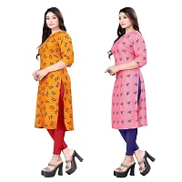 HIRLAX Kurtis for Women - Crepe Printed Straight Kurti, Long Kurtis for Women Classy, Fancy Kurtis for Daily, Office, Regular Wear for Girls, Kurta Set for Women, Combo of 2 Kurtis-thumb2