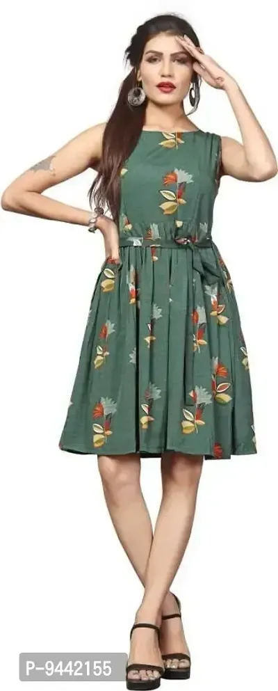 LAXMI Textile Women's Knee-Length Fit And Flare Dress (LAXTE-79-L_Multicolor4_L)