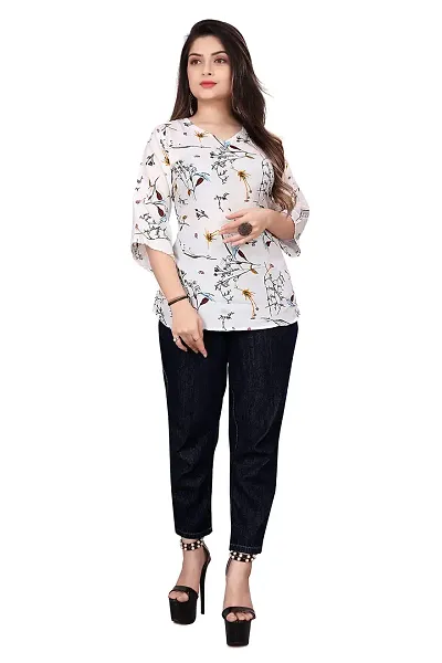 HIRLAX Tops for Women - Fancy Soft Rayon Printed Stitched Tunics for Girls, Suitable for Casual, Festival, Office, Travelling, Dating, Outing Wear T-Shirt for Ladies