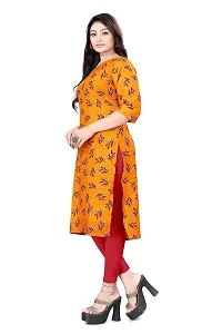 HIRLAX Fancy Kurtis for Women - Printed Straight Crepe Kurti, Long Kurtis for Women, Kurtis for Daily, Office, Routine Wear for Girls, Ethnic wear for Women, Yellow Colour-thumb3