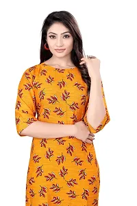 HIRLAX Fancy Kurtis for Women - Printed Straight Crepe Kurti, Long Kurtis for Women, Kurtis for Daily, Office, Routine Wear for Girls, Ethnic wear for Women, Yellow Colour-thumb4