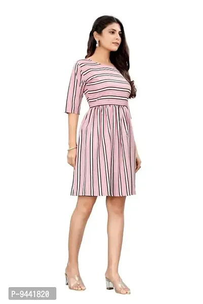 Hirlax Western Stylish for Women - Trendy Kurtis with Pink, Black and White Lining Design Trendy Kurti for Ladies, Trendy Casual, 3/4 Sleeves, Knee Length-thumb4