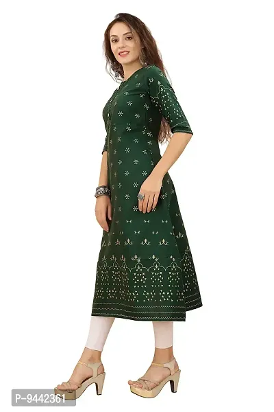 HIRLAX Kurtis for Women - Soft Cotton Foil Printed Long Straight Anarkali Style Kurtis for Girls, Suitable for Office, Festival, Regular Wear Kurti for Ladies-thumb4