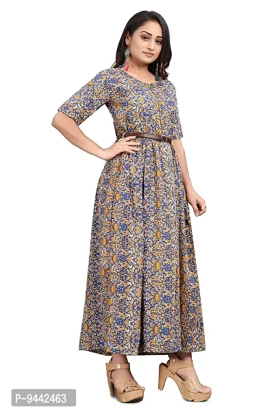 HIRLAX Kurtis for Women - Fancy Heavy Poly Crepe Printed Long A - Line Kurti with Belt for Girls, Perfect for Travelling, Shopping, Daily, Office, Holidays, Festival Wear for Ladies-thumb3