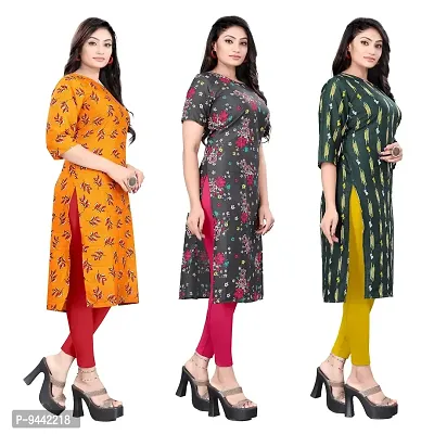 Buy Hirlax Kurtis For Women American Crepe Printed Straight Kurti Long Kurti For Ladies Fancy Kurtis For Daily Office College Casual Wear For Girls Kurta Set For Women Combo Of 3