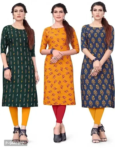 HIRLAX Kurtis for Women - Long Kurti for Women, Crepe Kurtis for Women Combo, Office Wear for Women, Ladies Kurtis, Casual Wear Straight Kurti for Girls-thumb2