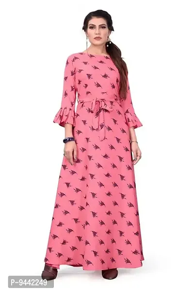 HIRLAX Gown for Women - Heavy Crepe Printed Flared Long Anarkali Gown for Ladies, Fancy Maxi Gown Suitable for Festival, Special Occasion, Function, Ceremony