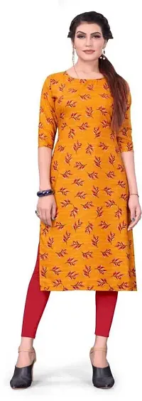 HIRLAX Kurtis for Women - Fancy Crepe Beautiful Printed Design Long Straight Combo of 3 Kurti for Girls, Perfect for Office, Casual, Festival Wear for Ladies(3 Combo)-thumb2