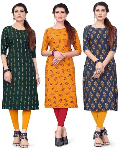 HIRLAX Kurtis for Women - Long Kurti for Women, Crepe Kurtis for Women Combo, Office Wear for Women, Ladies Kurtis, Casual Wear Straight Kurti for Girls