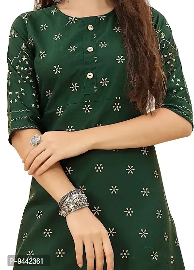 HIRLAX Kurtis for Women - Soft Cotton Foil Printed Long Straight Anarkali Style Kurtis for Girls, Suitable for Office, Festival, Regular Wear Kurti for Ladies-thumb5