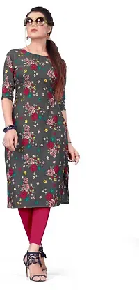 HIRLAX Kurtis for Women - Fancy Crepe Beautiful Printed Design Long Straight Combo of 3 Kurti for Girls, Perfect for Office, Casual, Festival Wear for Ladies(3 Combo)-thumb2