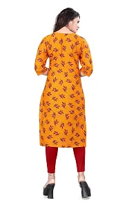 HIRLAX Fancy Kurtis for Women - Printed Straight Crepe Kurti, Long Kurtis for Women, Kurtis for Daily, Office, Routine Wear for Girls, Ethnic wear for Women, Yellow Colour-thumb1