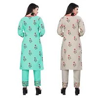 HIRLAX Kurta Pant Set Women - Cotton Pritned Long Straight Kurti with Pant Pair for Girls, Top Bottom Set Suitable for Casual, Festival, Function Wear for Ladies(2 Combo)-thumb1