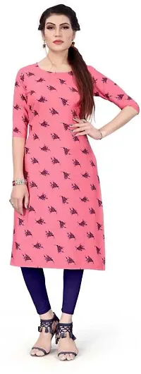 HIRLAX Kurti for Women - Fancy Straight Long Crepe Printed with Classy Design Ethnic Wear Kurtis, Perfect for Regular, Work, Travelling, Outing for Ladies-thumb2