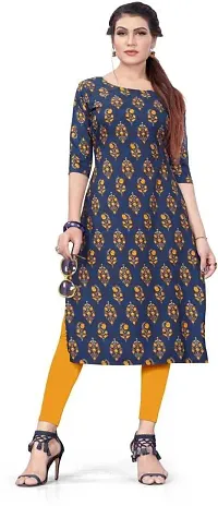 HIRLAX Kurtis for Women - Fancy Crepe Beautiful Printed Design Long Straight Combo of 3 Kurti for Girls, Perfect for Office, Casual, Festival Wear for Ladies(3 Combo)-thumb3