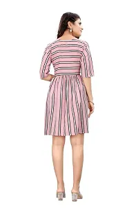 Hirlax Western Stylish for Women - Trendy Kurtis with Pink, Black and White Lining Design Trendy Kurti for Ladies, Trendy Casual, 3/4 Sleeves, Knee Length-thumb4