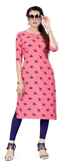 HIRLAX Kurtis for Women - Fancy Crepe Beautiful Printed Design Long Straight Combo of 3 Kurti for Girls, Perfect for Office, Casual, Festival Wear for Ladies(3 Combo)-thumb3