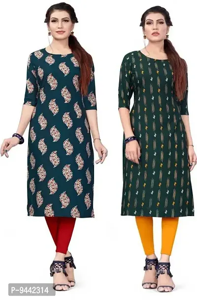 HIRLAX Kurti for Women - Fancy Straight Long Crepe Printed with Classy Design Ethnic Wear Kurtis, Perfect for Regular, Work, Travelling, Outing for Ladies-thumb0