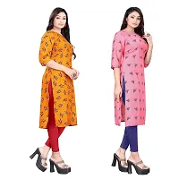 HIRLAX Kurtis for Women - Crepe Printed Straight Kurti, Long Kurtis for Women Classy, Fancy Kurtis for Daily, Office, Regular Wear for Girls, Kurta Set for Women, Combo of 2 Kurtis-thumb4