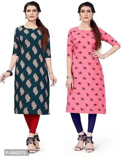 HIRLAX Kurti for Women - Fancy Straight Long Crepe Printed with Classy Design Ethnic Wear Kurtis, Perfect for Regular, Work, Travelling, Outing for Ladies-thumb0