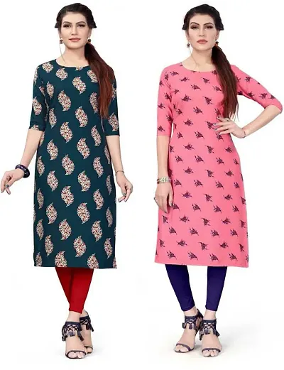 HIRLAX Kurti for Women - Fancy Straight Long Crepe with Classy Design Ethnic Wear Kurtis, Perfect for Regular, Work, Travelling, Outing for Ladies