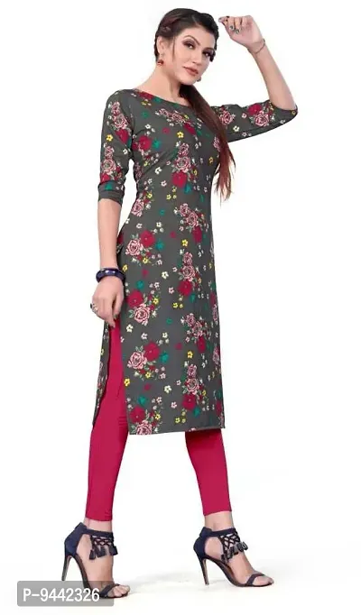 HIRLAX Kurtis for Women - Fancy Crepe Beautiful Printed Design Long Straight Combo of 3 Kurti for Girls, Perfect for Office, Casual, Festival Wear for Ladies(3 Combo)-thumb5