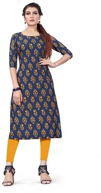 HIRLAX Kurtis for Women - Fancy Crepe Beautiful Printed Design Long Straight Combo of 3 Kurti for Girls, Perfect for Office, Casual, Festival Wear for Ladies(3 Combo)-thumb2