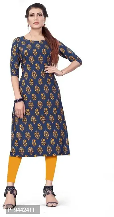 HIRLAX Kurtis for Women - Fancy Crepe Beautiful Printed Design Long Straight Combo of 3 Kurti for Girls, Perfect for Office, Casual, Festival Wear for Ladies(3 Combo)-thumb3