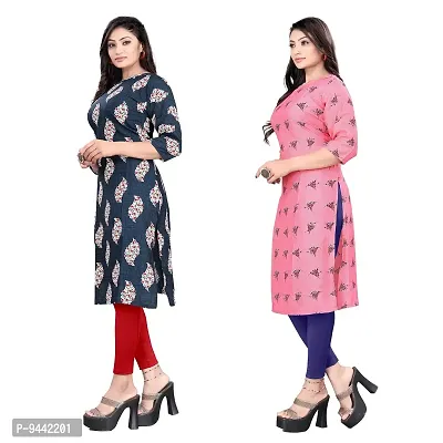 HIRLAX Kurtis for Women - American Crepe Printed Straight Kurti, Long Kurti for Women for All Use, Summer Choice, Formal Kurtis Regular Wear for Girls, Kurta Set for Women, Combo of 2 Kurtis-thumb3