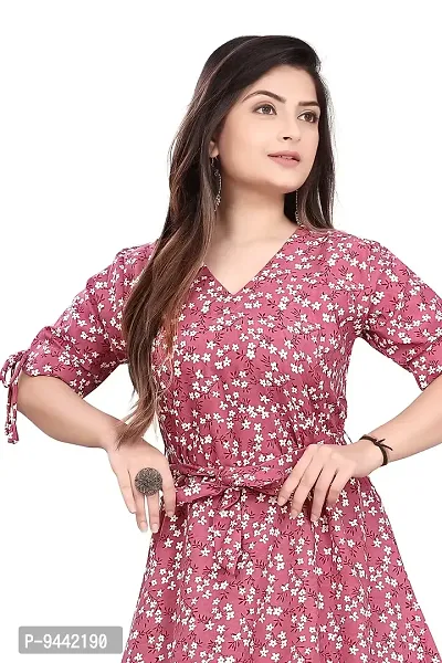 HIRLAX Gown for Women - Fancy Rayon Printed Long A - Line Anarkali Stitched Pink Gown for Girls, Suitable for Casual, Festival, Office Wear for Ladies-thumb5
