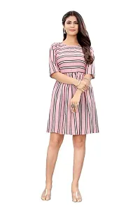 Hirlax Western Stylish for Women - Trendy Kurtis with Pink, Black and White Lining Design Trendy Kurti for Ladies, Trendy Casual, 3/4 Sleeves, Knee Length-thumb2