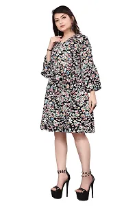 HIRLAX Dress for Women - Soft Rayon Floral Printed Mini Short Dress for Ladies, Western Beautiful One Piece Dress Suitable for Casual, Travelling, Outing, Shopping-thumb3