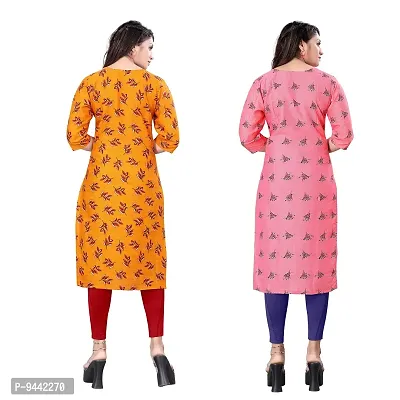 HIRLAX Kurtis for Women - Crepe Printed Straight Kurti, Long Kurtis for Women Classy, Fancy Kurtis for Daily, Office, Regular Wear for Girls, Kurta Set for Women, Combo of 2 Kurtis-thumb4