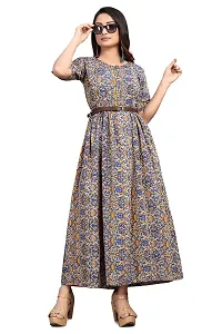 HIRLAX Kurtis for Women - Fancy Heavy Poly Crepe Printed Long A - Line Kurti with Belt for Girls, Perfect for Travelling, Shopping, Daily, Office, Holidays, Festival Wear for Ladies-thumb3