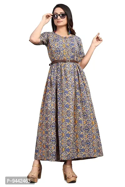 HIRLAX Kurtis for Women - Fancy Heavy Poly Crepe Printed Long A - Line Kurti with Belt for Girls, Perfect for Travelling, Shopping, Daily, Office, Holidays, Festival Wear for Ladies-thumb4